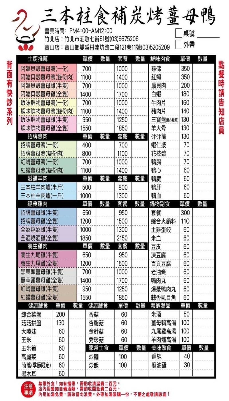 ［新竹縣寶山鄉］三本柱食補炭烤薑母鴨&鮮蚵吃到飽 -竹科寶山